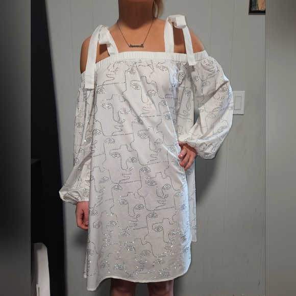 NWT Gorgeous Akira Face Off Boho Sparkling Chic Midi Dress - Picture 6 of 16